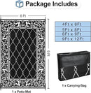 OutdoorLines Indoor Outdoor Rugs for Patio 6x9 ft - Reversible Outside Carpet, Stain & UV Resistant Portable RV Mats, Plastic Straw Rug for Camping, Pool Deck, Porch Rhombus Black & White by GreenHaven Gardens