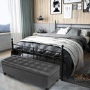 Joveco Storage Ottoman Bench, Tufted Leather 51 Inch Storage Bench for End of Bed Bedroom Living Room (51”, Dark Gray) by CozyNest Decor
