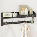AMBIRD Wall Hooks with Shelf 26.57inch Entryway Wall Hanging Shelf Wood Coat Hooks for Wall Coat Rack Wall Mount Rack with 5 Dual Hooks 3 Key Hooks Mail Organizer and Key Rack Key Holder (Black) by CozyNest Decor