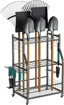 EVERHANGER Garden Tool Organizer Stand, Garage Tool Storage Organization, Yard Tool Racks with lockable wheels, Fit for Long-Handled Tools/Rakes/Brooms, Indoor/Outdoor Use by GreenHaven Gardens