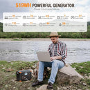 Portable Power Station 500W(Peak 1000W), 519Wh Outdoor Solar Generator Backup Battery Pack with 2 110V AC Outlets, 500W 10-Port Powerhouse for RV/Van Camping Fishing Climbing Road Trip Home Emergency by TinyTreasures Baby Boutique