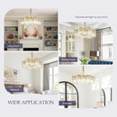 24.4“ Gold Semi Flush Mount Ceiling Light Fixtures, 6-Light Gold Modern Crystal Chandelier Height Adjustable Pendant Lighting for Bedroom Entryway Hallway Kitchen Island Living Room Foyer by CozyNest Decor