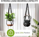 43 Inch Macrame Plant Hanger - Fits 6-15 Inch Pots, Extra Long Hanging Planter Holder for Indoor Outdoor, with Red Wood Beads, Boho Home Decor, 2 Pack, Black (POTS NOT Included) by GreenHaven Gardens
