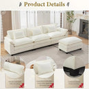 URRED Modular Sectional Sofa Comfy Cloud Couch, Modern Chenille Sofa Sleeper Deep Seat Couches with Ottoman/Pillows for Living Room (White, 117''- L Shape) by CozyNest Decor