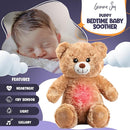 Gemma Joy Bedtime Baby Soothers for Sleep, Cry Activated Heartbeat Stuffed Animal for Baby, Newborn, Calming Light, Lullaby Music, White Noise, Shush and Mother’s Heartbeat - (Bear, Rechargeable) by TinyTreasures Baby Boutique