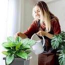 FENCY Set of 2 Tall Planters for Outdoor Plants, 24 Inch Large Tapered Pots with Drainage Trays, Weather-Resistant Plastic Plant Containers for Patio, Porch, Garden, Front Door Decor,Gray,Striped by CozyNest Decor