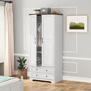 Brafab Armoire Wardrobe Closet with 2 Modern Doors, 71" Tall Freestanding Closet Wardrobe Cabinet with Drawers and Hanging Rail, Light Wooden Storage Cabinet with Shelve for Bedroom (White, 2 Doors) by CozyNest Decor
