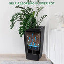 30" Tall Planters Set of 2, Outdoor＆Indoor Black Planter Pots, High Front Porch Planter Pots with Drainage Holes＆Water Level Monitor Movable Wheels ＆Inner Bucket, Automatic Watering,Black by GreenHaven Gardens