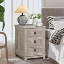 18" Farmhouse Night Stand with 3 Drawers, Wood End Table Dresser for Bedroom, Retro Oak Nightstand, Bed Side Table with Metal Handle, Bedside Cabinet for Bedroom Living Room, Closet by CozyNest Decor