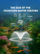 Pond Fountain Aerator Pump with Timer, 50ft Power Cord, 2 Spray Patterns, Energy-Efficient Water Circulation for Ponds & Lakes, Easy Installation by GreenHaven Gardens