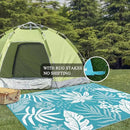 Pauwer Waterproof Outdoor Rug 5x8, Reversible Plastic Straw Patio Camping Rug, Indoor Outdoor RV Mat Carpet for Deck, Camper, Porch, Balcony, Backyard, Picnic, Floral Teal by GreenHaven Gardens