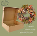 24" Fall Wreath for Front Door Handmade with Artificial Autumn Leaves, Natural Pinecones, Faux Berries and Wheat, Autumn Harvest Wreath Decoration for Home Farmhouse Door Wall Window Porch by CozyNest Decor