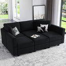 Belffin Modular Velvet Sectional Sofa with Chaise Lounge Sectional Sleeper Sofa with Storage Chaise Sofas Bed Couch for Living Room Black by CozyNest Decor