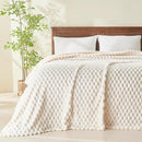 NEWCOSPLAY Super Soft King Blanket Ivory Premium Silky Flannel Fleece 3D Clouds Stylish Jacquard Lightweight Bed Blanket All Season Use 350GSM (Ivory, King(90"x110")) by CozyNest Decor