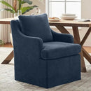 VKNOW Upholstered Dining Chairs Set of 2, Modern Kitchen Chairs Dinner Chairs with 4 Casters, Linen Armchair for Bedroom Reading Room Living Room, Navy by CozyNest Decor