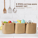 danpinera 3 Pack 11 Inch Woven Baskets for Storage, Stylish Storage Baskets for Shelves, Laundry, Bathroom, Kitchen, Cube Storage Bin, Cotton Rope Boho Baskets, Jute by TinyTreasures Baby Boutique