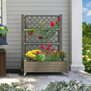 YITAHOME 3.6x1.5x5 FT Planter Box Trellis with Wheels, Large Outdoor Plastic Raised Garden Bed with Drain Plug for Climbing Plants, Light Brown by GreenHaven Gardens