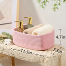 Small Storage Baskets for Organizing | Closet Organizer Bins | Shelf Toy Basket | Woven Rope Baskets | Cube Decorative Box | Shallow Basket | 11.5x7.5x4.7” | 3 Packs Light Pink by GreenHaven Gardens