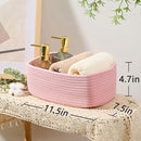Small Storage Baskets for Organizing | Closet Organizer Bins | Shelf Toy Basket | Woven Rope Baskets | Cube Decorative Box | Shallow Basket | 11.5x7.5x4.7” | 3 Packs Light Pink by TinyTreasures Baby Boutique