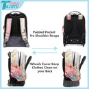 NEW TILAMI Girls 18 inch Rolling Backpack - Large Capacity, Waterproof, Adjustable Handle, Stylish Design, Ideal for School & Travel, Starshine by TinyTreasures Baby Boutique