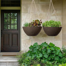 LA JOLIE MUSE Hanging Planters for Outdoor Plants, Large Outdoor Hanging Planters with Drain Holes Ash Brown, Honeycomb (13.2 Inch, Set of 2) by CozyNest Decor