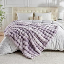 Lotus Karen Faux Fur Throw Blanket Tie-Dye Purple - Big Bubble Rabbit Fluff Blanket for Couch,Small Fluffy Fuzzy Cozy Blanket,Thick Furry Plush Shaggy Blankets,60x80 Inches by CozyNest Decor