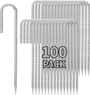 12 inch Stakes Heavy Duty 100-Pack J Hook Metal Fence Stake for Dogs Digging Tent and Outdoor Decorations Inflatables Rebar Metal Spikes for Ground by CozyNest Decor