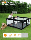 Foldable Baby Playpen with Non-Removable Thick Mat, Extra Large Collapsible Play Yard for Babies & Toddlers, Portable Travel Playpen with Gate, Safe Activity Center (51"×51" Black) by TinyTreasures Baby Boutique