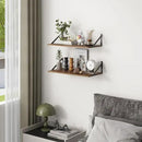 Deep Floating Shelves, 12 Inch Deep Floating Shelves for Wall, 24"W x 12"D Wall Shelves for Books, Large Rustic Wooden Shelf, Wide Display Shelf for Bathroom, Living Room, Walnut Color, Set of 2 by CozyNest Decor