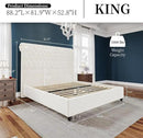PaPaJet King Bed Frame Upholstered Platform Bed Frame with 52.8'' Tall Sleigh Headboard, Button Tufted, No Box Spring Needed, Easy Assembly, Cream by CozyNest Decor