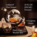 Whiskey Decanter Globe Set for Men with 4 Glasses, Bourbon, Rum, Scotch, Crystal Clear Decanter Sets - Whiskey Gifts for Men Dad Him (Globe Decanter) by CozyNest Decor