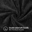 decorUhome Chenille Soft Throw Pillow Covers 12x20 Set of 2, Lumbar Velvet Farmhouse Neutral Decorative Euro Pillow Covers with Stitched Edge for Couch Sofa Bed Home Decor, Black by CozyNest Decor