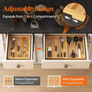 Lifewit Utensil Drawer Organizer, Expendable Cooking Silverware Tray for Kitchen Drawer, Bamboo Adjustable Cutlery Flatware Holder, Spatula Tools and Gadgets Storage Divider, 4 Compartments, Natural by CozyNest Decor