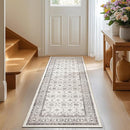 jinchan Runner Rug 2x6 - Machine Washable Beige Vintage Floral Distressed Design Soft Non-Slip Low-Pile Ultra-Thin Runner Rug for Kitchen Hallway Laundry Room Entryway Farmhouse (2‘x6',Beige) by TinyTreasures Baby Boutique