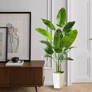 Fake Bird of Paradise Silk Artificial Plant Faux Banana Leaf Tree Lifelike Bird of Paradise for Home Decor Indoor Floor Plant with 10 Trunks (1, White Tall Planter, 6 FT) by CozyNest Decor