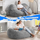 Hobestluk 4FT Bean Bag Chairs Adult Bean Bag with Portable Handle Comfy Large Bean Bag Chair with Removable Cover for Living Room Bedroom or Reading Nook (Stripe Grey, 4FT) by TinyTreasures Baby Boutique