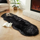 AMTOVO Faux Sheepskin Rug, Black Ultra Soft Fluffy Shag Area Rug, 2 x 6 ft Faux Fur Rug for Bedroom Sofa Throw Cushion Room Decor, Sheepskin by CozyNest Decor