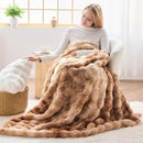 NEWCOSPLAY Faux Fur Throw Blanket Tie-dye Beige Luxury Fluffy Thick Warm Bubble Blanket for Couch Sofa Bed 700GSM (Tie-dye Beige, Throw(50"x60")) by CozyNest Decor