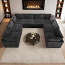 HOOOWOOO Modular Sectional Sofa,8 Pieces Sectional Couches for Living Room,131X98 L Shaped Cloud Couch with Ottoman Chaise Set(Gray Velvet Corduroy) by CozyNest Decor