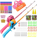 Kids Fishing Pole, Telescopic Fishing Rod, Toddler Collapsible Fishing Rod and Reel Combo with Tackle Box, Fishing Line, Bobber, and Soft Lures for Boy, Girl, Youth, Beginner, Over 4 Years Old by TinyTreasures Baby Boutique