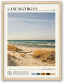 HesenDot Natural OAK Wood Lake Michigan Framed Wall Art,12x16in Natural Scenery Canvas Wall Print,Classic Urban City Landmark Wall Decor for Living Room,Bedroom,Office Gallery Gifts Set of 1 by CozyNest Decor