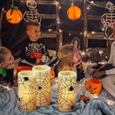 Wondise Halloween Flickering Flameless Candles with Spider Decals, Battery Operated Candles with 6hrs Timer, Real Wax Halloween LED Candles for Horror Spooky Halloween Home Decoration(Set of 3, 3"x6") by CozyNest Decor