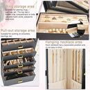 AKOZLIN Large Jewelry Box Organizer Functional Lockable with Big Mirror, Leather Jewelry Storage Case for Women Girls Ring Necklace Earring Bracelet Holder Organizer by TinyTreasures Baby Boutique