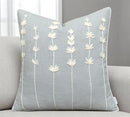 VAGMINE Hand Embroidered Daisy Accent Throw Pillow Cover - 20x20 Inches Square - 100% Cotton Robins Egg Decorative Cushion Cover for Couch, Sofa, Chair - Textured Embroidery - Boho Floral Home Décor by CozyNest Decor