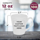 DISCOUNT PROMOS Custom Glossy Ceramic Latte Coffee Mug 12 oz. Set of 100, Personalized Bulk Pack - Perfect for Tea, Espresso, Cappuccino, Hot Cocoa - White by CozyNest Decor