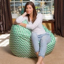 Posh Beanbags Bean Bag Chair, X-Large-48in, Pattern Chevron Green and White by TinyTreasures Baby Boutique