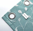 MIUCO Floral Embroidered Semi Sheer Curtains Faux Linen Grommet Window Panel Pair for Bedroom 52 x 63 Inch, Teal by CozyNest Decor