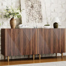 65 Inch Fluted TV Stand, Mid Century Modern Entertainment Center with Storage Cabinets & Adjustable Shelves, Media Console TV Credenza for Living Room, Dining Room, Hallway, Walnut by CozyNest Decor