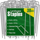 30 Pcs Galvanized Landscape Staples Metal Garden Stakes Heavy Duty for Ground Cover, U-Shaped Pins Yard Stakes Weed Barrier Fabric, Garden Hose, Drip Irrigation, 1 inch*(6+4 inch) by GreenHaven Gardens