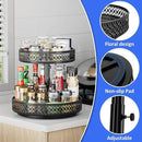 Lazy Susan Organizer 2 Tier - Turntable Spice Rack 12 inch Adjustable Metal Rotating Lazy Susan for Cabinet Pantry Kitchen Countertop Dining Table Cupboard Bathroom Vanity Storage Black by CozyNest Decor